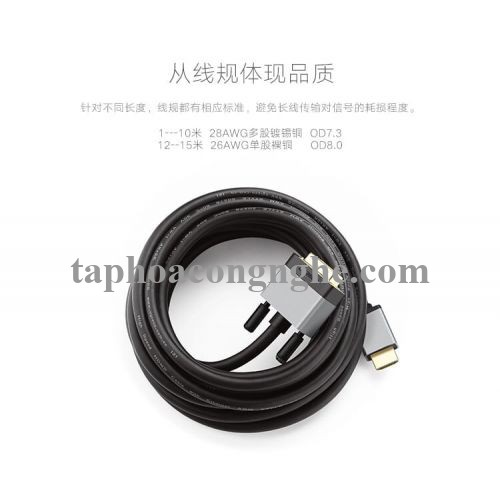 Ugreen 20893 15M màu Đen Cáp chuyển đổi HDMI sang DVI 24 + 1 thuần đồng cao cấp HD128 30020893